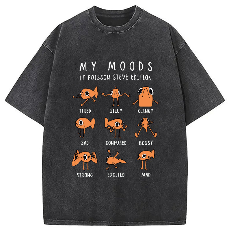 Il Est Orange Poisson Steve Washed Crew Neck T-Shirt
