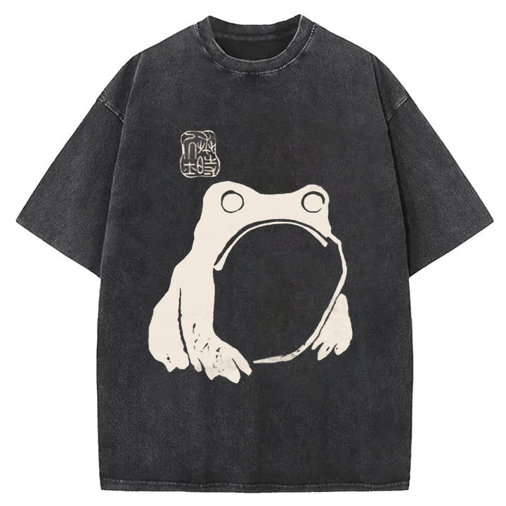Japanese Frog Washed Crew Neck T-shirt