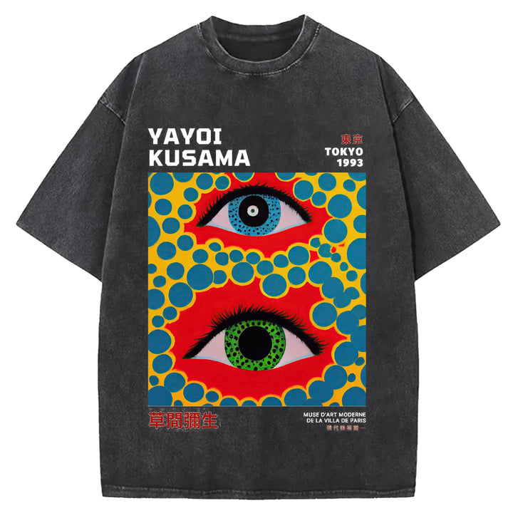 Yayoi Kusama Eyes Vintage Washed Crew Neck T-Shirt