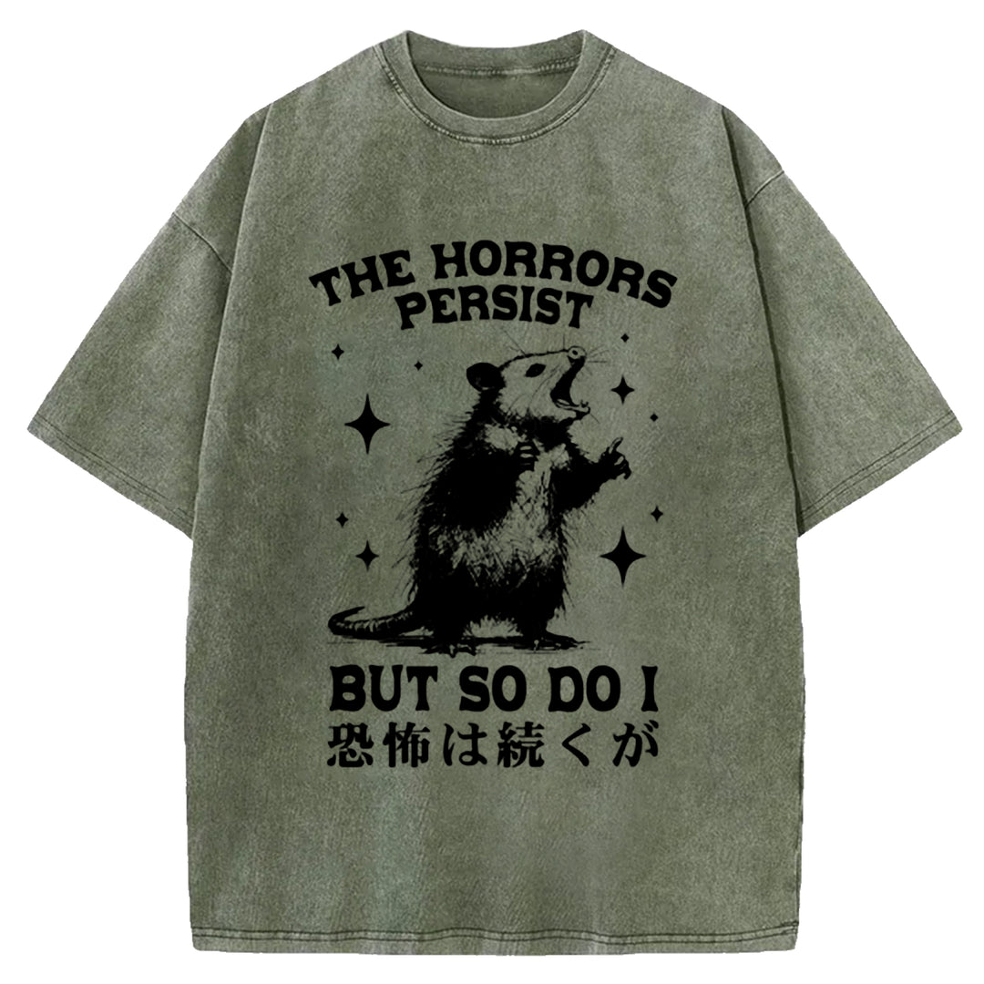 THE HORRORS PERSIST Washed Crew Neck T-shirt