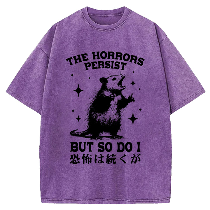 THE HORRORS PERSIST Washed Crew Neck T-shirt