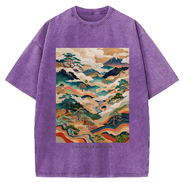 Japanese Grasslands Vintage Washed Crew Neck T-Shirt