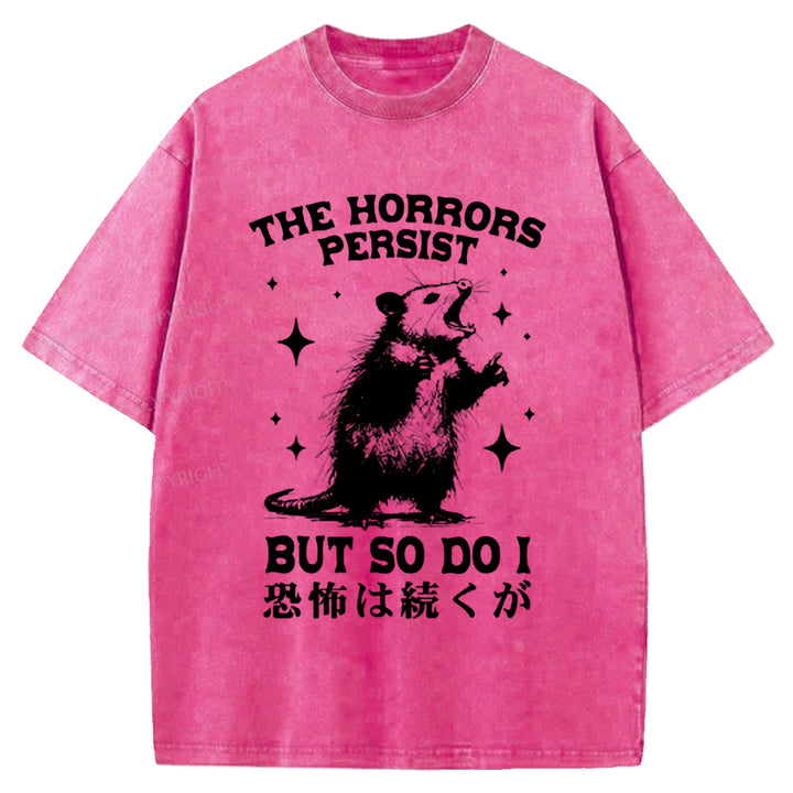 THE HORRORS PERSIST Washed Crew Neck T-shirt