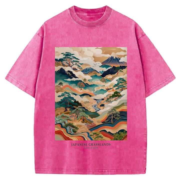 Japanese Grasslands Vintage Washed Crew Neck T-Shirt