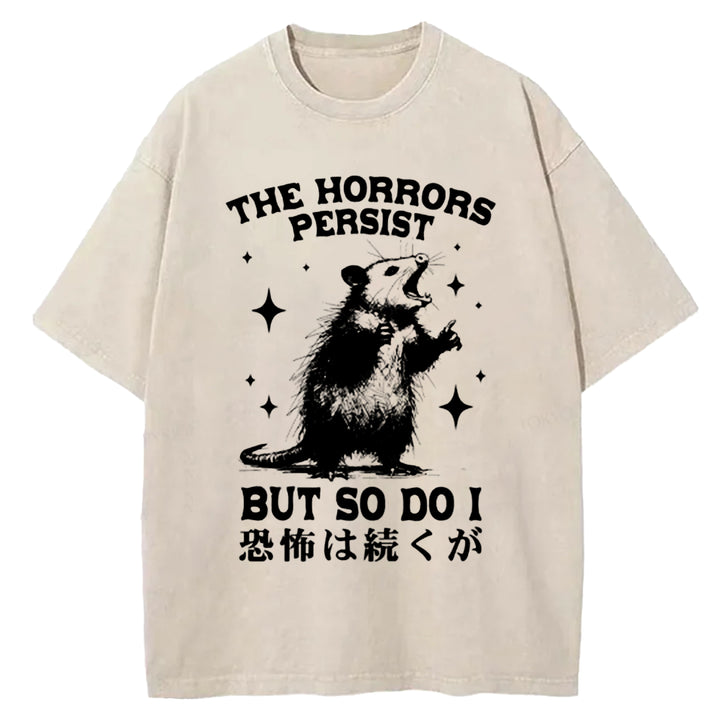THE HORRORS PERSIST Washed Crew Neck T-shirt