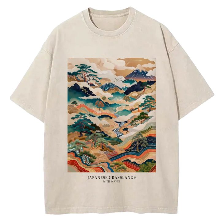 Japanese Grasslands Vintage Washed Crew Neck T-Shirt