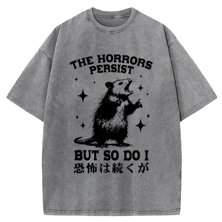 THE HORRORS PERSIST Washed Crew Neck T-shirt