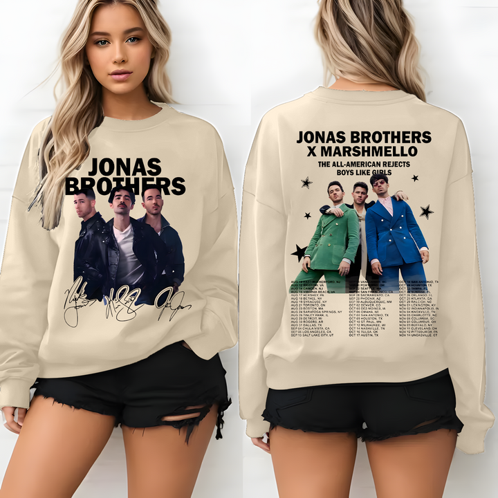 Jonas Brothers Unisex Cotton Crew Neck Sweatshirt