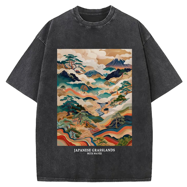 Japanese Grasslands Vintage Washed Crew Neck T-Shirt