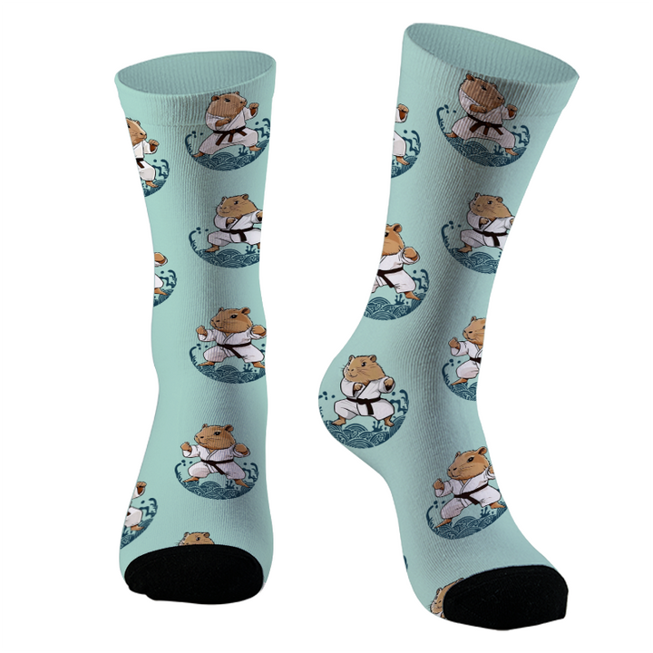 Funny Karate Capybara Socks