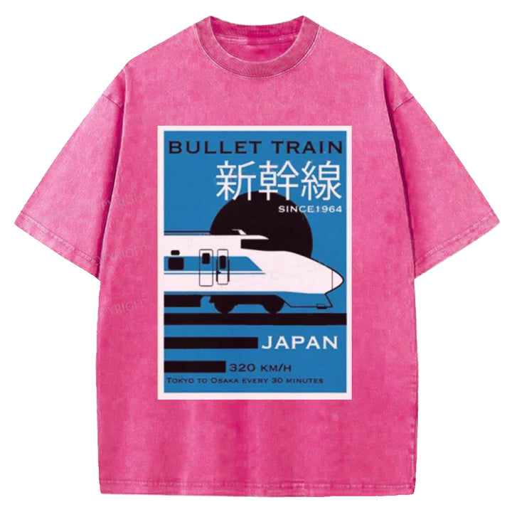 Japan Shinkansen Washed Crew Neck T-shirt