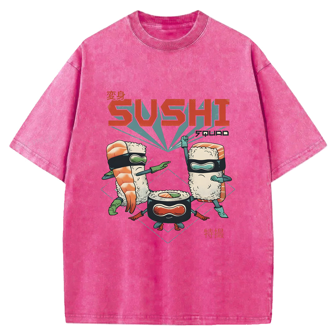 Sushi Superman Washed Crew Neck T-Shirt
