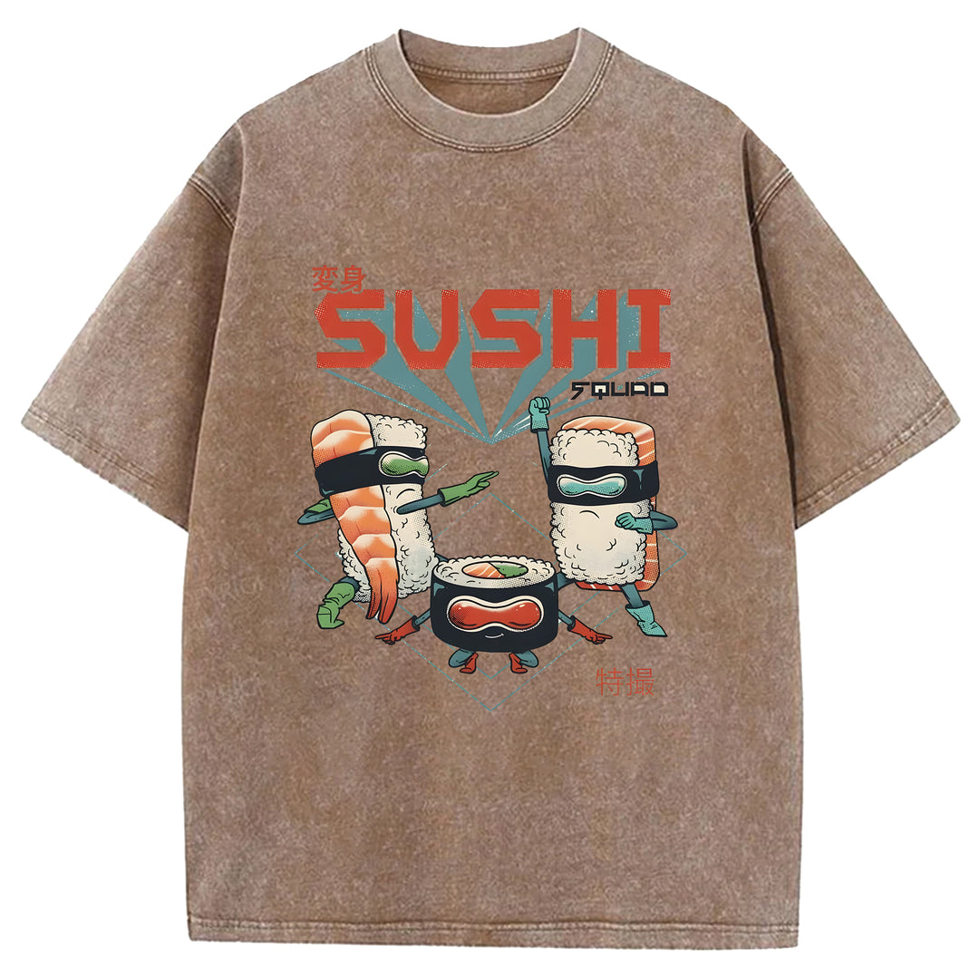 Sushi Superman Washed Crew Neck T-Shirt