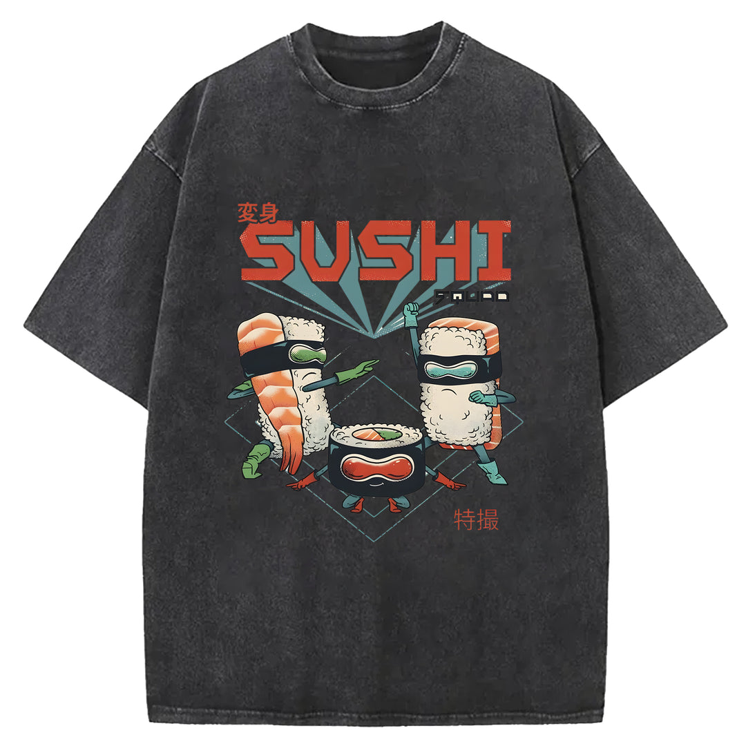 Sushi Superman Washed Crew Neck T-Shirt