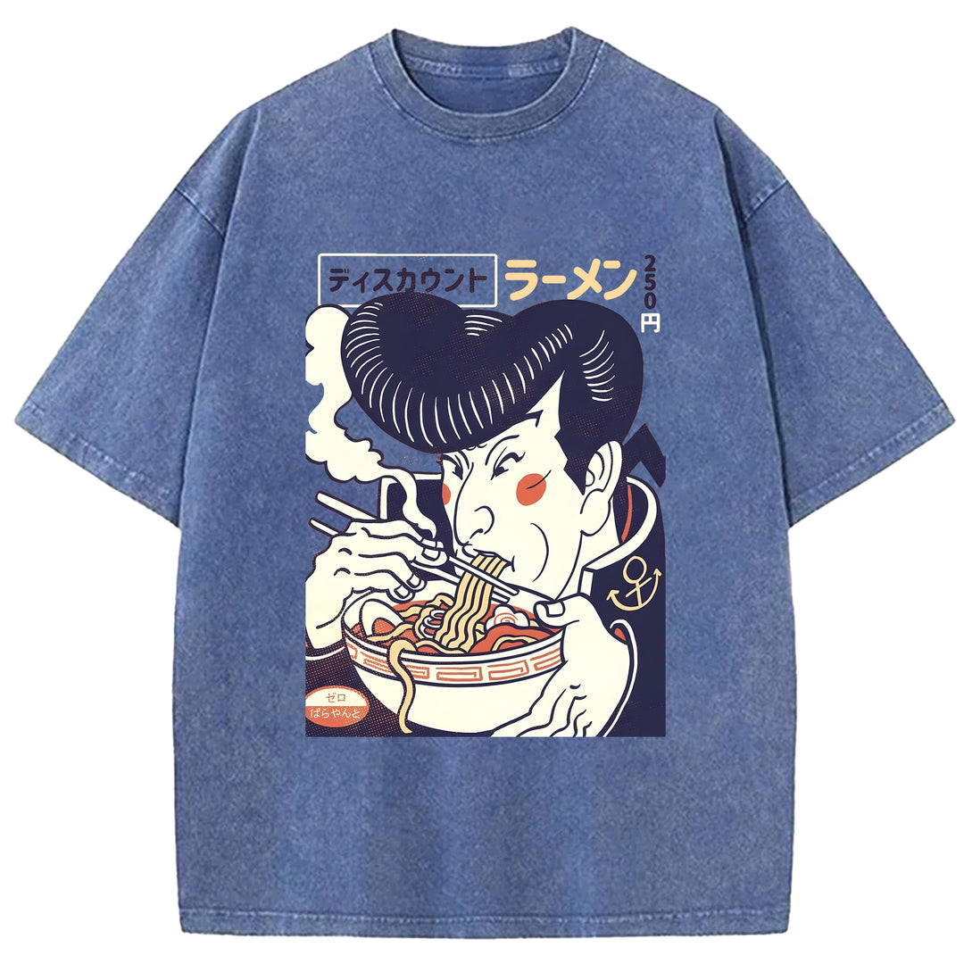 Vintage Japanese Ramen Washed Crew Neck T-Shirt