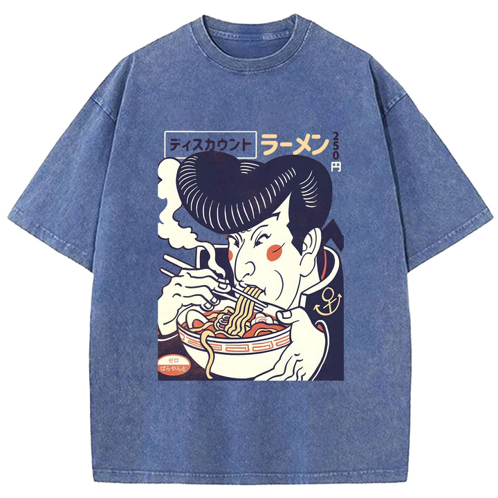 Vintage Japanese Ramen Washed Crew Neck T-Shirt