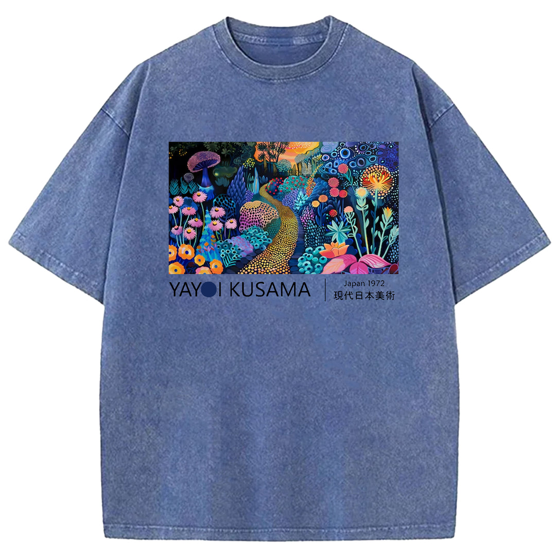 Yayoi Kusama Flower Vintage Washed Crew Neck T-Shirt