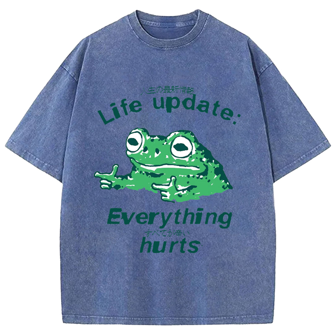 Life Update Harts Frog Vintage Washed Crew Neck T-Shirt