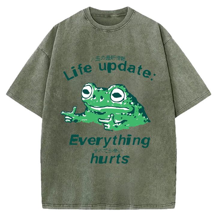 Life Update Harts Frog Vintage Washed Crew Neck T-Shirt