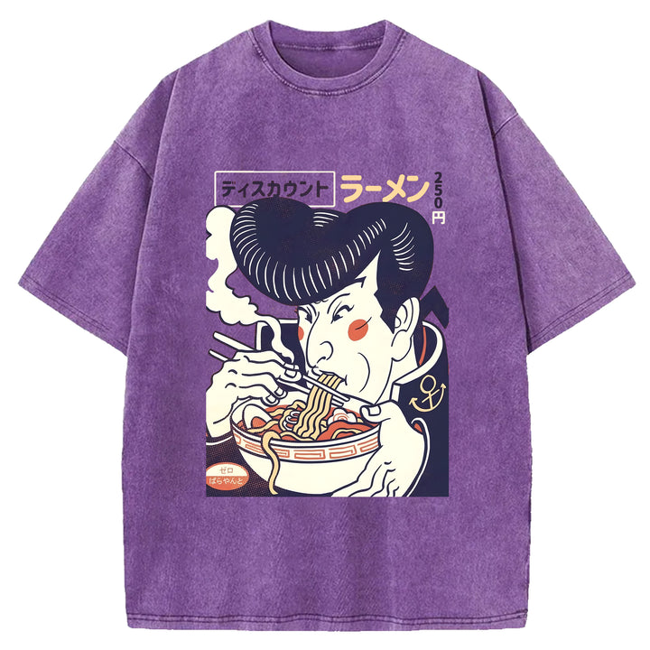 Vintage Japanese Ramen Washed Crew Neck T-Shirt