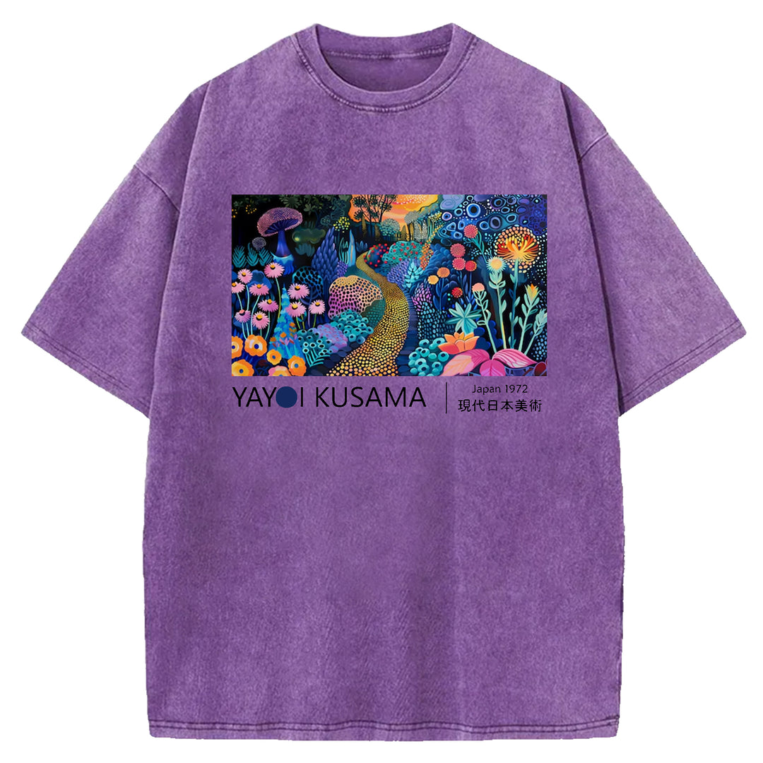 Yayoi Kusama Flower Vintage Washed Crew Neck T-Shirt