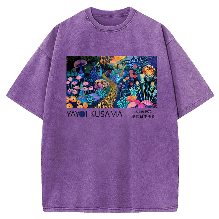 Yayoi Kusama Flower Vintage Washed Crew Neck T-Shirt