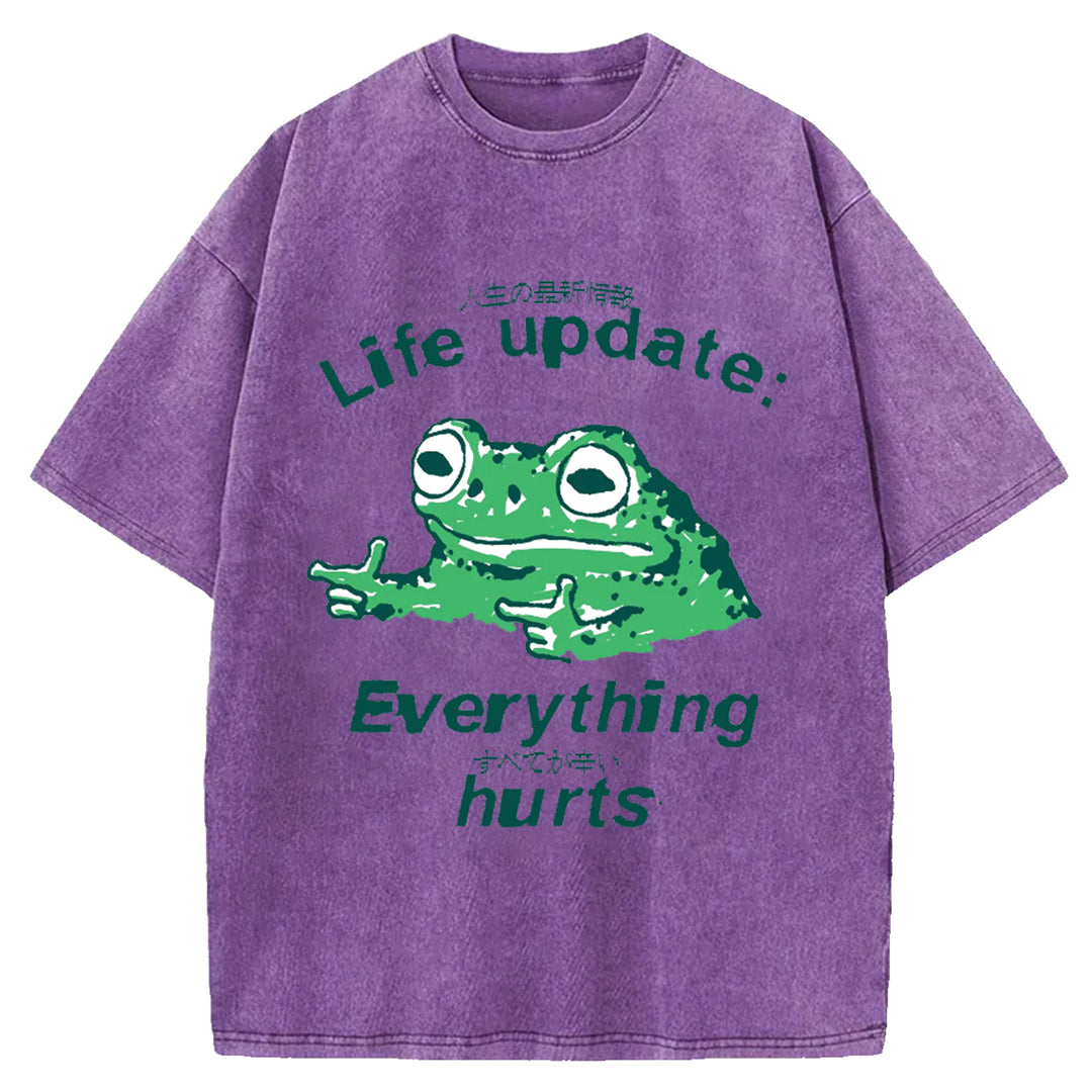 Life Update Harts Frog Vintage Washed Crew Neck T-Shirt