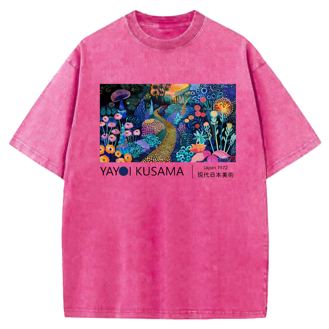 Yayoi Kusama Flower Vintage Washed Crew Neck T-Shirt