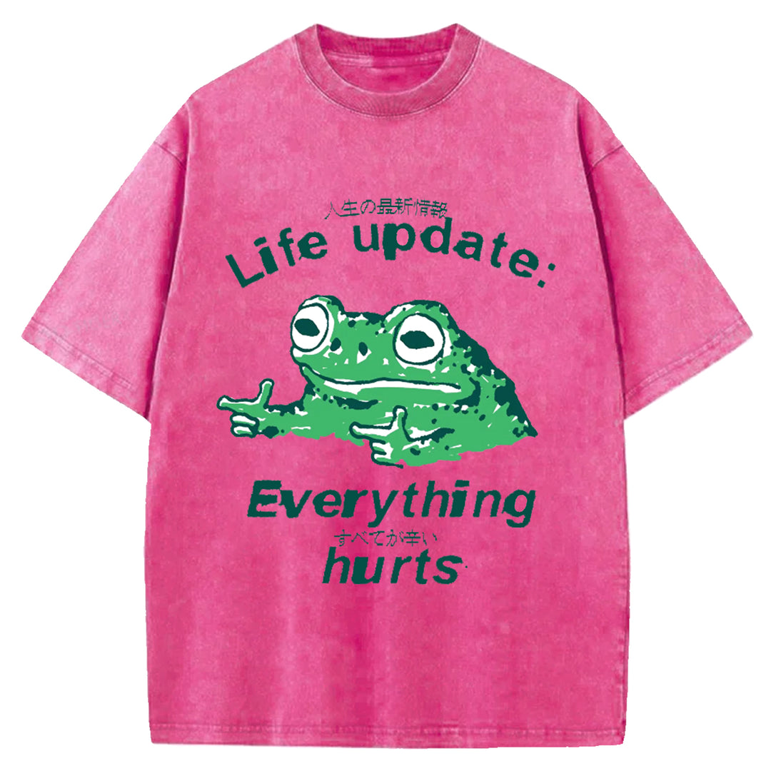 Life Update Harts Frog Vintage Washed Crew Neck T-Shirt