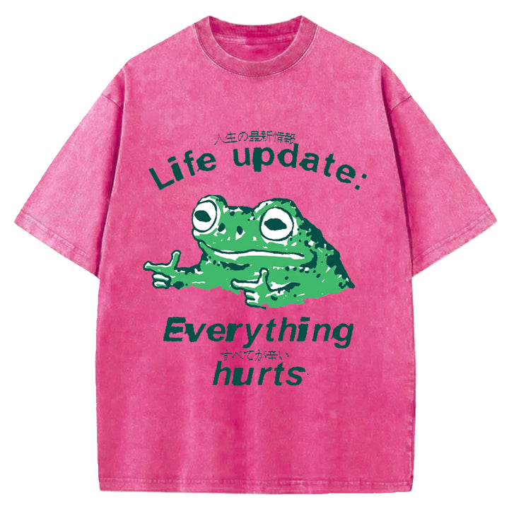 Life Update Harts Frog Vintage Washed Crew Neck T-Shirt