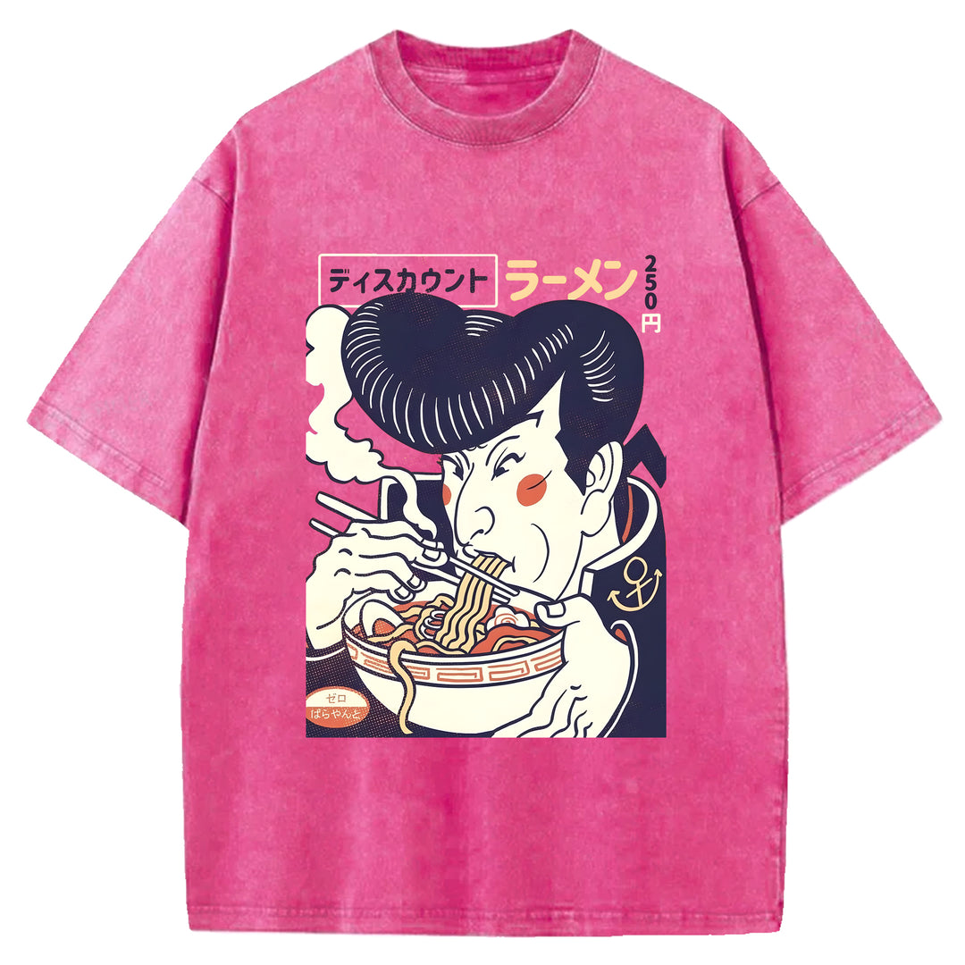 Vintage Japanese Ramen Washed Crew Neck T-Shirt