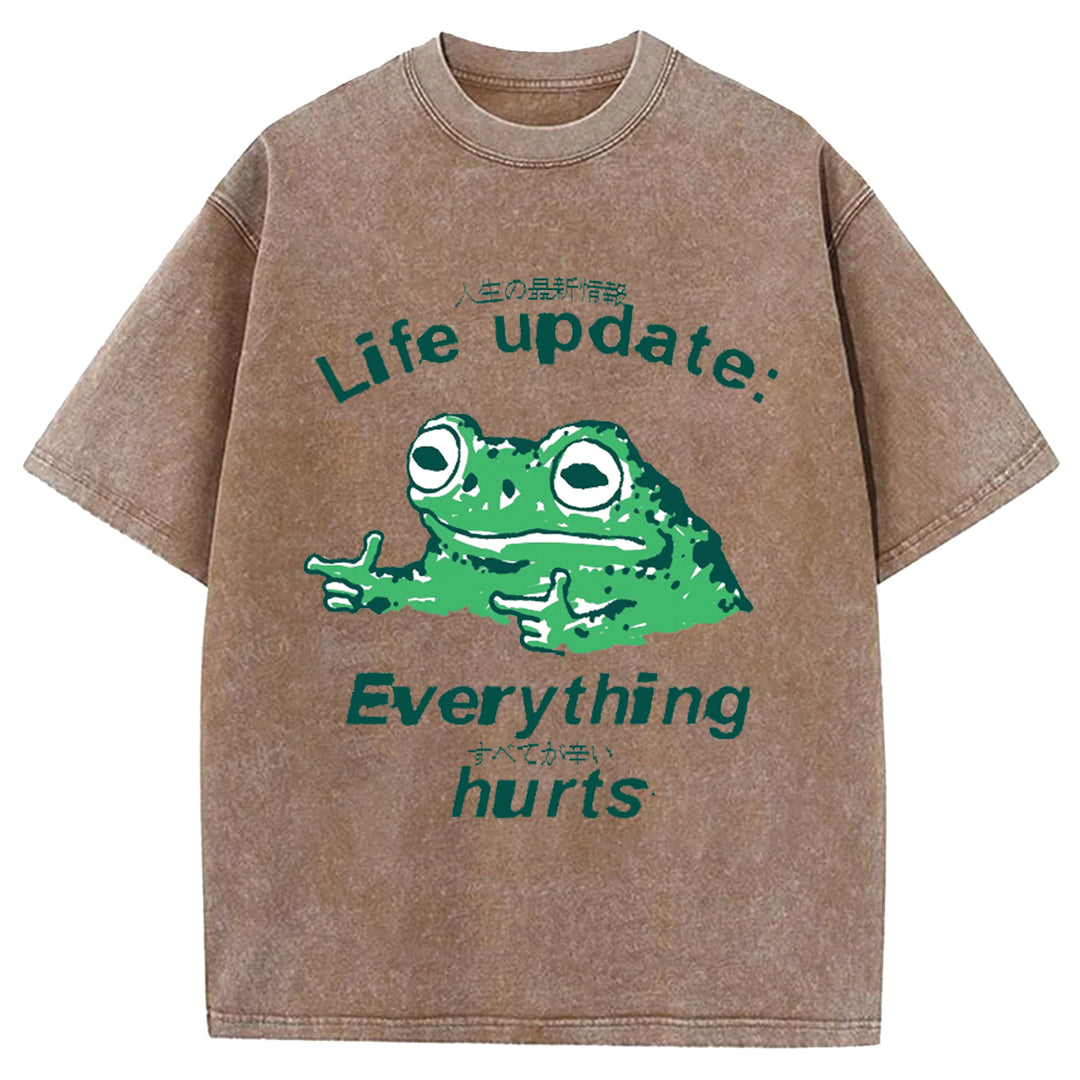 Life Update Harts Frog Vintage Washed Crew Neck T-Shirt