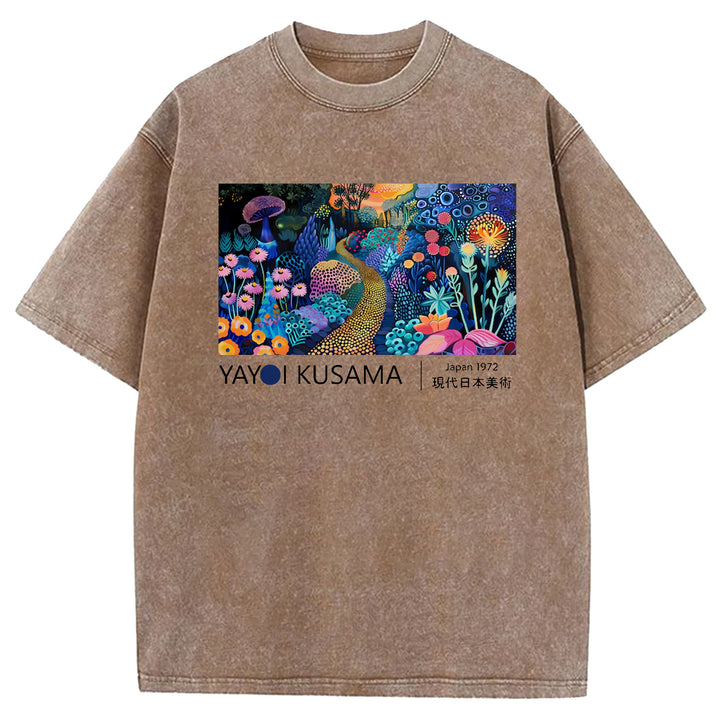 Yayoi Kusama Flower Vintage Washed Crew Neck T-Shirt