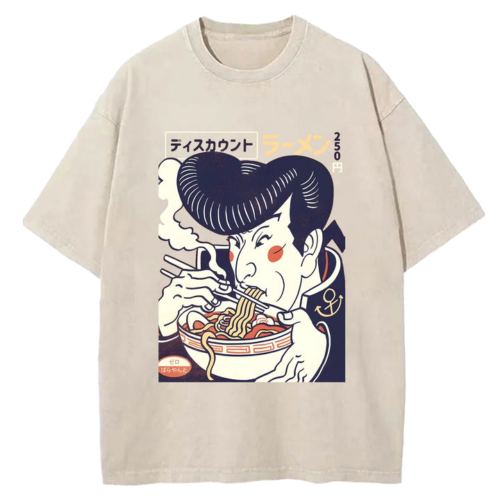 Vintage Japanese Ramen Washed Crew Neck T-Shirt