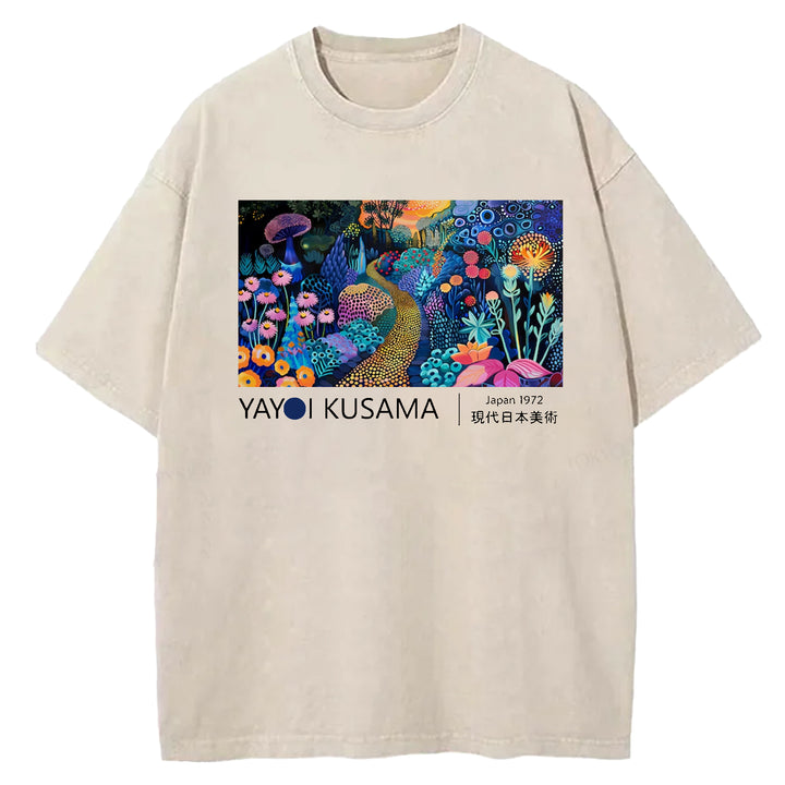 Yayoi Kusama Flower Vintage Washed Crew Neck T-Shirt