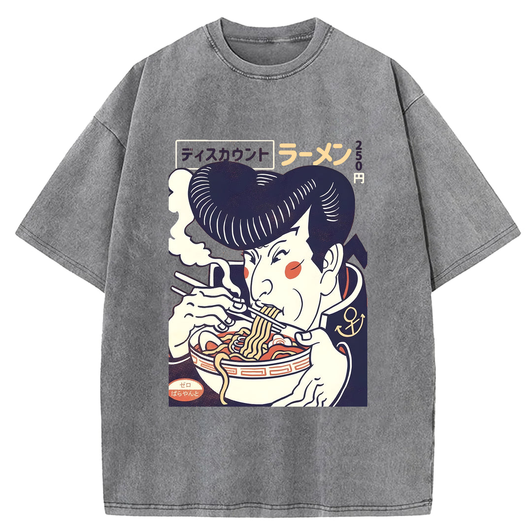 Vintage Japanese Ramen Washed Crew Neck T-Shirt