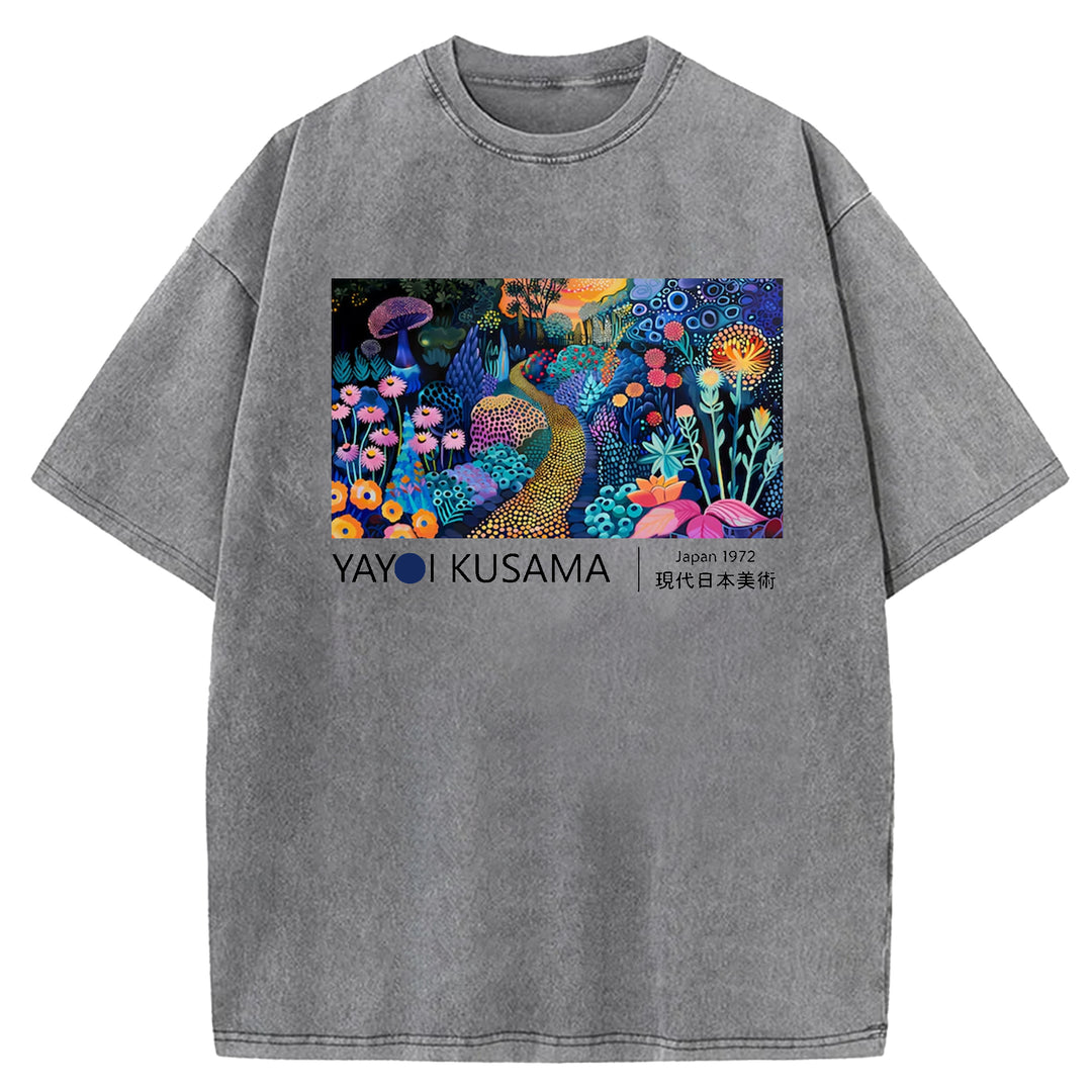 Yayoi Kusama Flower Vintage Washed Crew Neck T-Shirt
