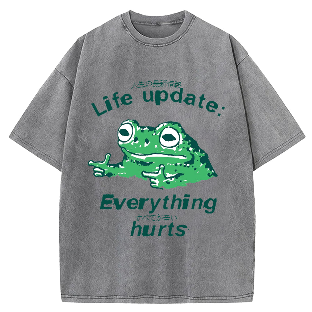 Life Update Harts Frog Vintage Washed Crew Neck T-Shirt