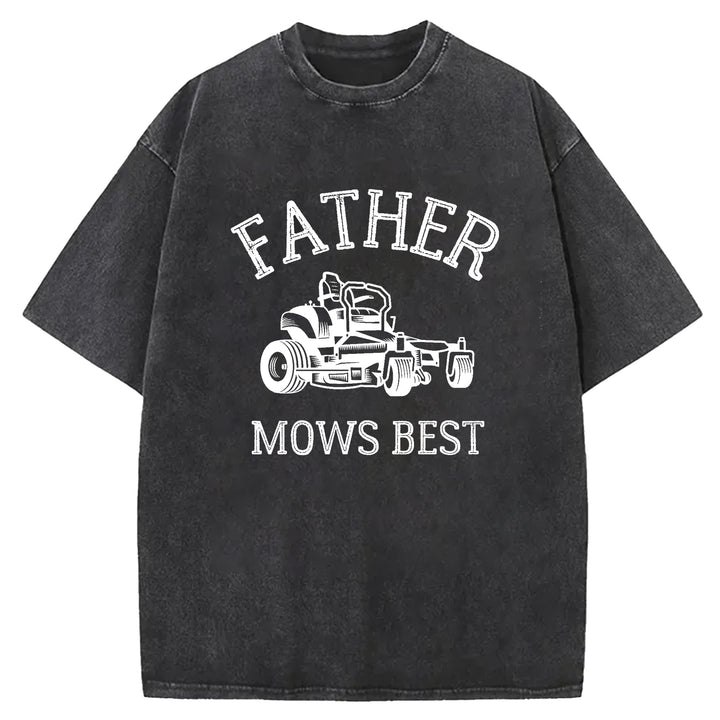 Father Mows Best Washed Crew Neck T-Shirt