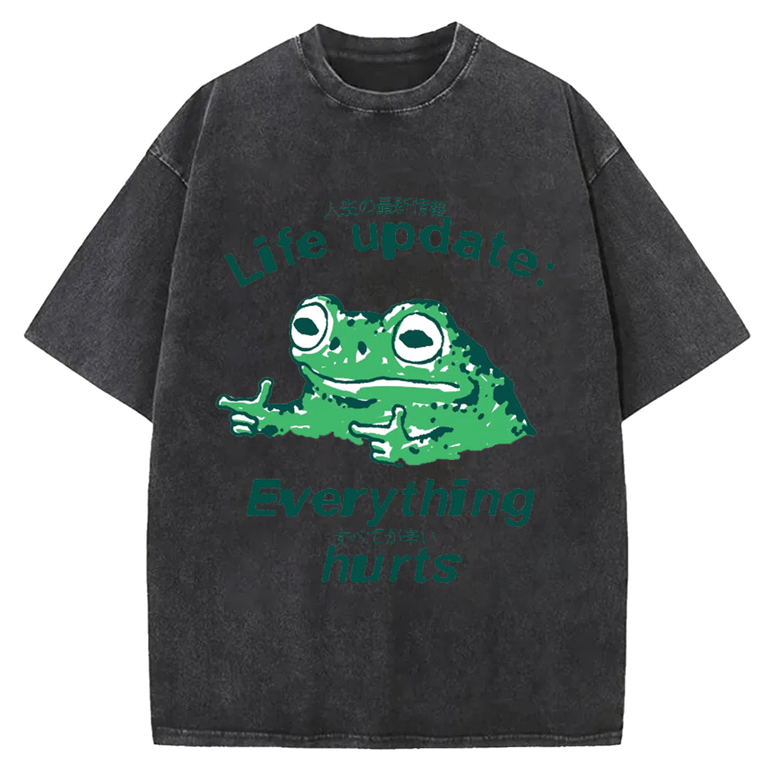 Life Update Harts Frog Vintage Washed Crew Neck T-Shirt