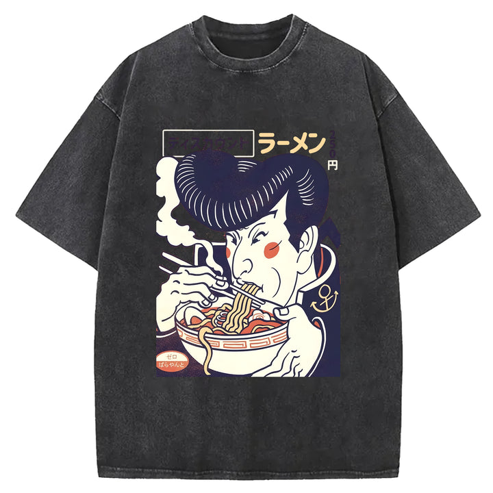 Vintage Japanese Ramen Washed Crew Neck T-Shirt