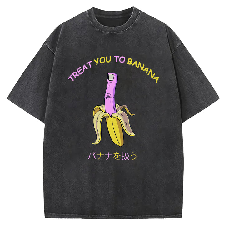 Treat You Banana Washed Crew Neck T-Shirt
