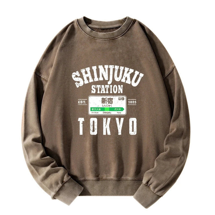Shinjuku Station Yamanote Line Washed Sweatshirt