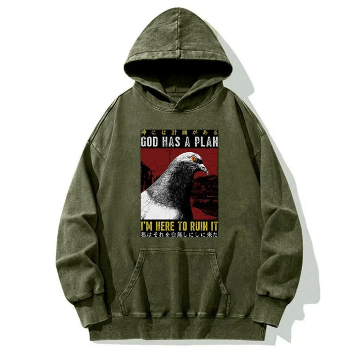 Pigeons That Want To Break The Plan Washed Hoodie