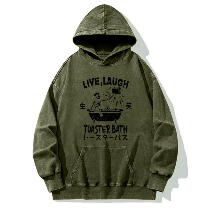 Funny Electric Shock Skeleton Washed Hoodie