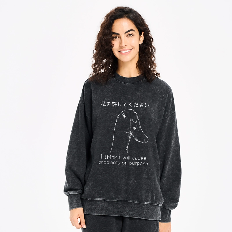 Stupid Goose Funny Washed Sweatshirt