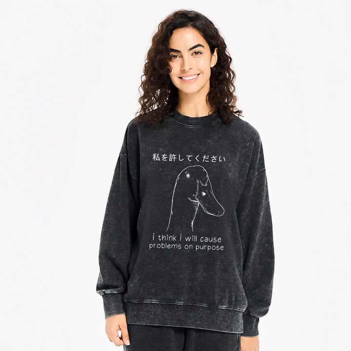 Stupid Goose Funny Washed Sweatshirt
