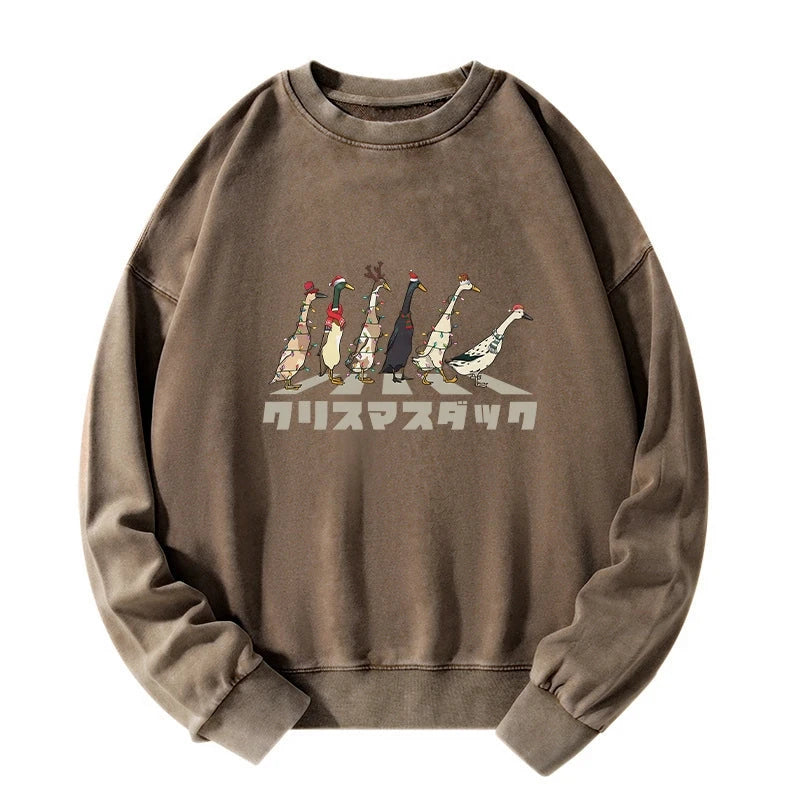 Funny Christmas Ducks Washed Sweatshirt