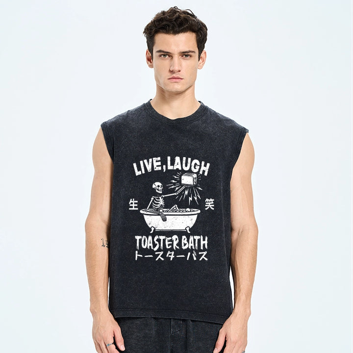 Funny Electric Shock Skeleton Washed Tank