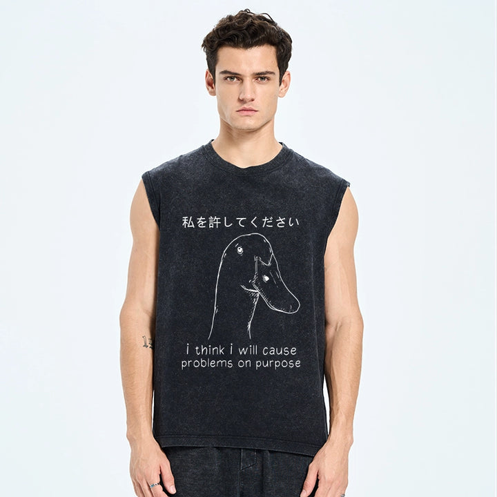 Stupid Goose Funny Washed Tank